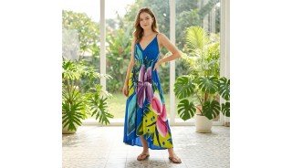Rayon Dress Hand Painted for Summer by Balinese Artisans